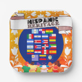 フラッグスヒスパニック伝統月学園お祝い ペーパープレート (正面)