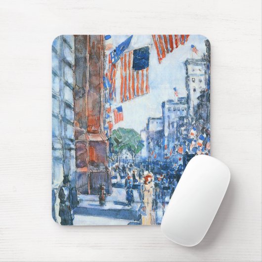 フラッグスフィフスアベニューバイチルドハサムヴィンテージアート マウスパッド (マウス)