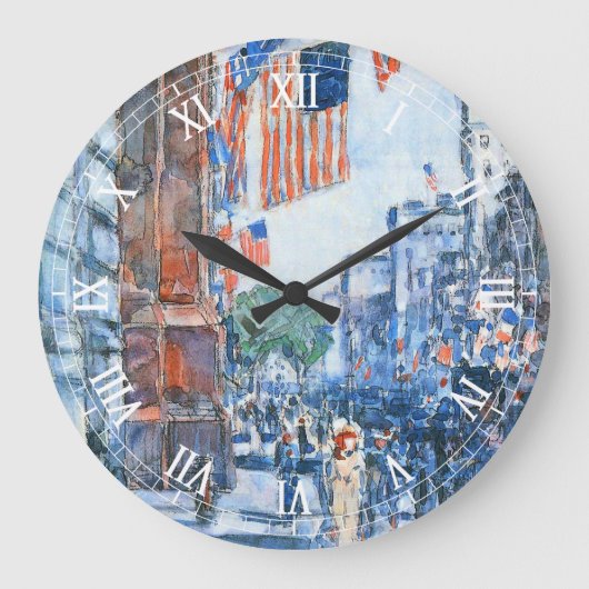 フラッグスフィフスアベニューバイチルドハサムヴィンテージアート ラージ壁時計 (正面)