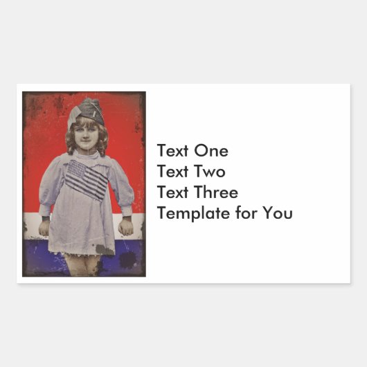 フラッグドレスを着たWWIガール 長方形シール (正面)