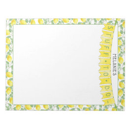 フラッグバナーと水彩レモンツリーパターン ノートパッド