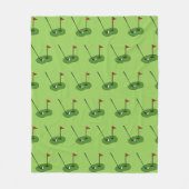 フラッグパターン付きゴルフコースホール フリースブランケット (正面)