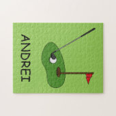 フラッグパーソナライズ付きゴルフコースホール ジグソーパズル (横)