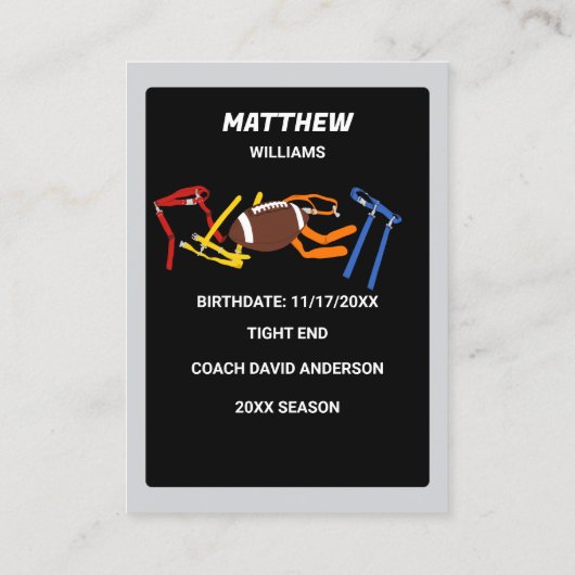 フラッグフットボールカスタムフォトトレーディングカード 名刺 (裏面)