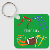 フラッグフットボールコーチパーソナライズされた選手 キーホルダー (正面)