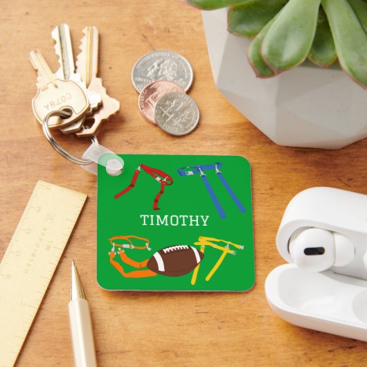 フラッグフットボールコーチパーソナライズされた選手 キーホルダー (デスク)