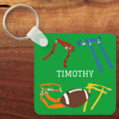 フラッグフットボールコーチパーソナライズされた選手 キーホルダー (正面)