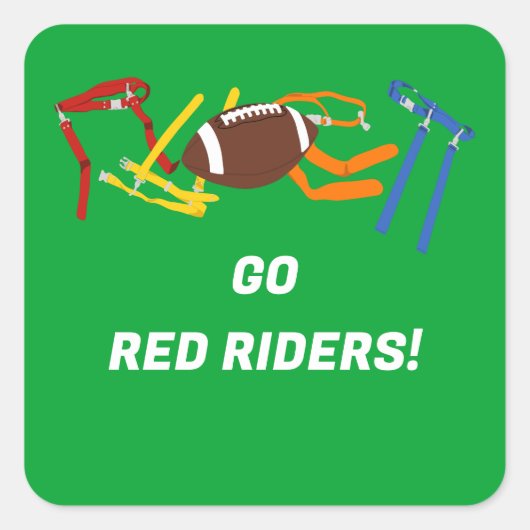 フラッグフットボールコーチパーソナライズされた選手 スクエアシール (正面)