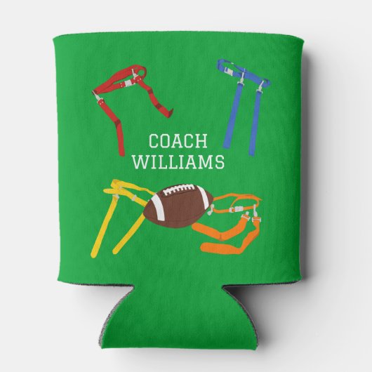 フラッグフットボールコーチパーソナライズされた選手 缶クーラー (裏面)