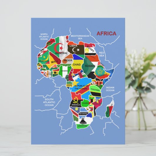 フラッグフラットカードを使用したアフリカの地図 (スタンド正面)