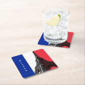 フラッグフランスのコースター、エッフェルタワー、ロマンチックなフランス スクエアペーパーコースター (インサイチュ)