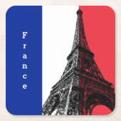フラッグフランスのコースター、エッフェルタワー、ロマンチックなフランス スクエアペーパーコースター (正面)