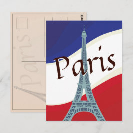 フラッグフランスのパリエッフェルタワーバケーショントラベル ポストカード