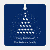 フラッグブルーエレガントテキサス州クリスマスツリー メタルオーナメント (正面)