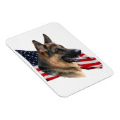 フラッグマグネットを持つドイツの羊飼い犬の頭 マグネット (右側)