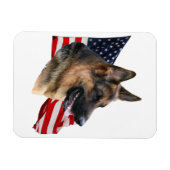 フラッグマグネットを持つドイツの羊飼い犬の頭 マグネット (横)