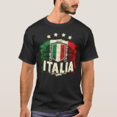 フラッグレトロ付き4つイタリアンのスター動揺してイタリア Tシャツ (正面)