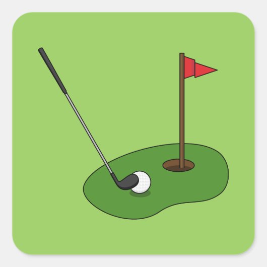 フラッグ付きゴルフコースホール スクエアシール (正面)