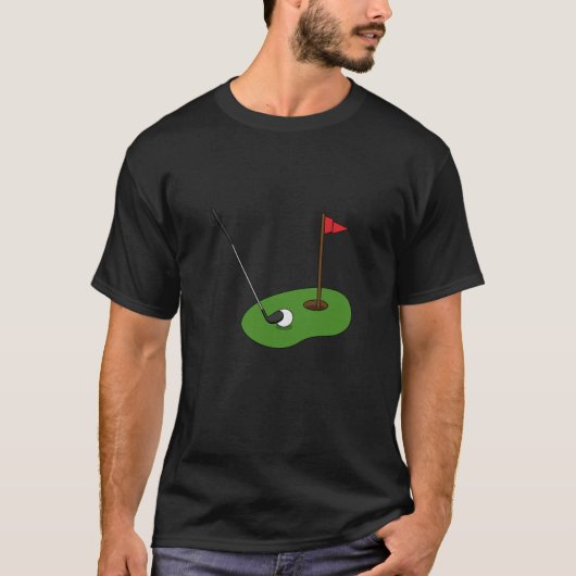 フラッグ付きゴルフコースホール Tシャツ (正面)
