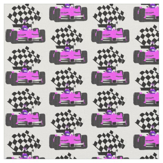 フラッグ付きピンクレース市松模様にカー ファブリック (クローズアップ)
