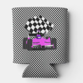 フラッグ付きピンクレース市松模様にカー 缶クーラー (裏面)