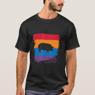 フラッグ付き豚の影のシルエカラフルット Tシャツ
