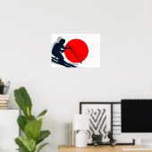 フラッグ日本のスキー日本ウィンタースポーツ ポスター (ホームオフィス)