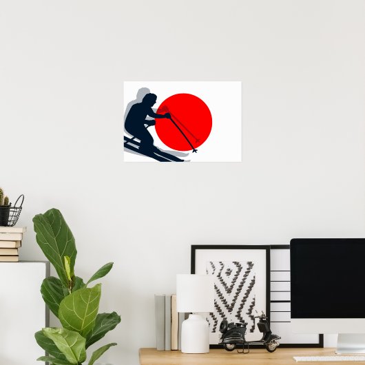 フラッグ日本のスキー日本ウィンタースポーツ ポスター (ホームオフィス)