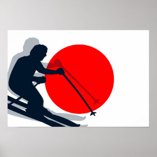 フラッグ日本のスキー日本ウィンタースポーツ ポスター