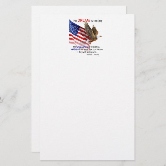 フラッグ&イーグルドナルドJトランプ引用文 便箋 (正面/裏面)