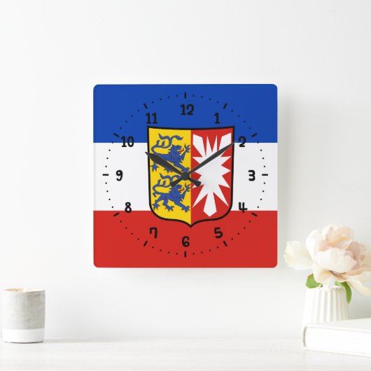 フラッグ・シュレスウィヒ・ホルシュタイン角壁時計 スクエア壁時計 (ホーム)