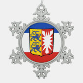 フラッグ・シュレスウィヒ・ホルシュタイン雪の結晶ペーター・クリスマス スノーフレークピューターオーナメント (正面)