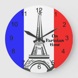 フラッグ&フランスのエッフェルタワーデザイン時計 ラージ壁時計