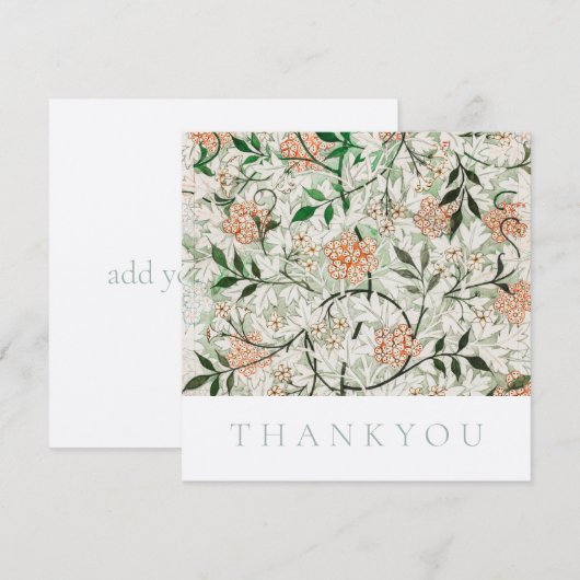 フラッサンキュートカード:ウィリアム・モリス:ジャスミン サンキューカード (正面/裏面)