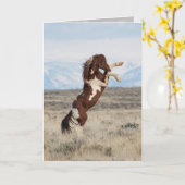 フラッシュが野生馬のグリーティングカードを鳴らす カード (黄色い花)