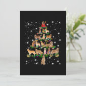 フラッシュで覆われたゴールデンレトリバーのクリスマスツリー サンキューカード (スタンド正面)