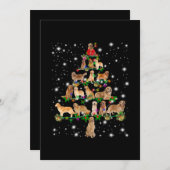 フラッシュで覆われたゴールデンレトリバーのクリスマスツリー サンキューカード (正面/裏面)