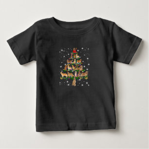 フラッシュで覆われたゴールデンレトリバーのクリスマスツリー ベビーTシャツ
