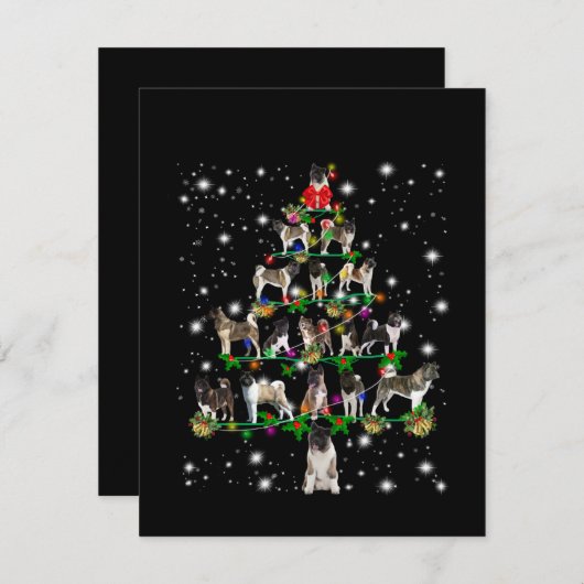 フラッシュで覆われた秋田クリスマスツリー サンキューカード (正面/裏面)