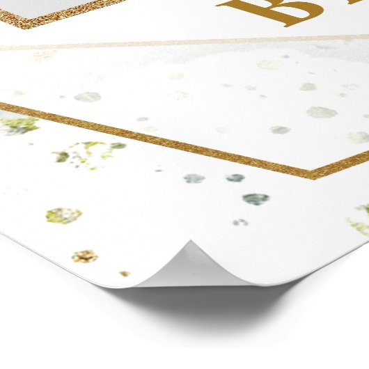 フラッシュとゴールドのグリーンがかったベイビーシャワーの写真小道具 ポスター (角)