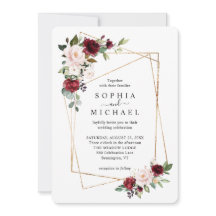 フラッシュとワインの花モチーフ ゴールド ジオメトリック シェイプ ウェディング