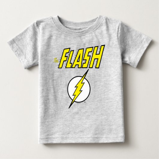 フラッシュの名前と稲妻のロゴ ベビーTシャツ (正面)