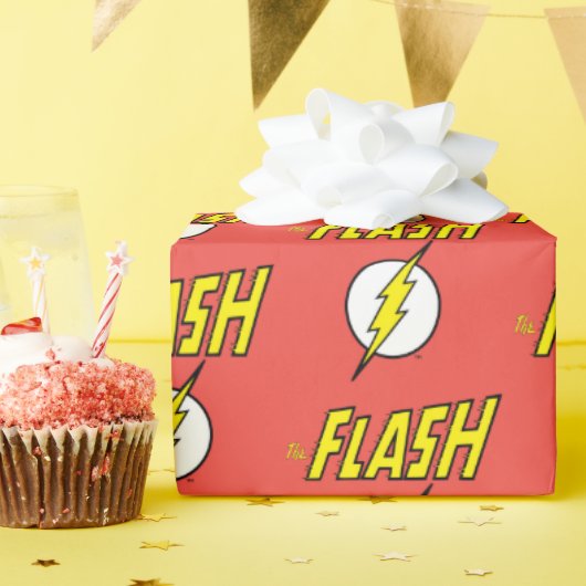 フラッシュの名前と稲妻のロゴ ラッピングペーパー (誕生日パーティー)