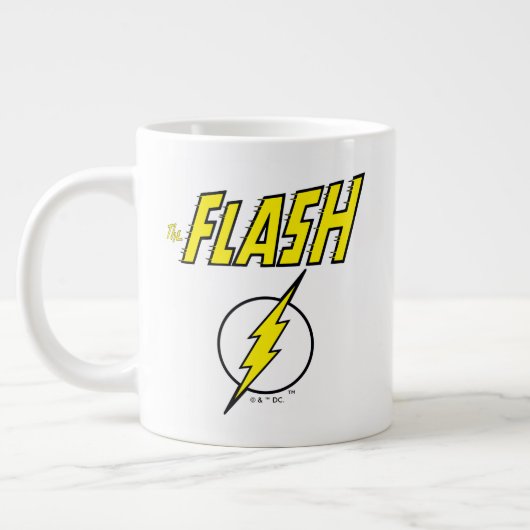 フラッシュの名前と稲妻ボルトのロゴ ジャンボコーヒーマグカップ (左)