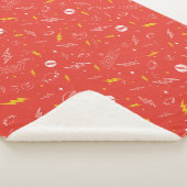 フラッシュの稲妻アイコンと落書きパターン シェルパブランケット (3/4)