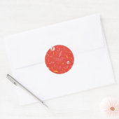 フラッシュの稲妻アイコンと落書きパターン ラウンドシール (封筒)
