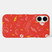フラッシュの稲妻アイコンと落書きパターン Case-Mate iPhoneケース (裏面 (横))