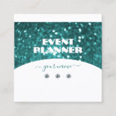 フラッシュイホワイトティール(緑がかった色)きらめくグリッタープロフェッショナル スクエア名刺 (正面)