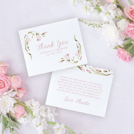 フラッシュウォーターカラーフローラル ブライダルシャワーフラット サンキューカード