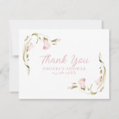 フラッシュウォーターカラーフローラル ブライダルシャワーフラット サンキューカード (正面)